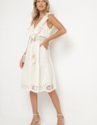 rosa Rochie Bej Evazată Midi Euphina