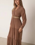rosa Rochie bej închis Cu curea Deinene