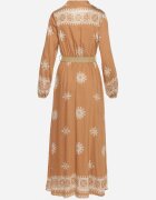 rosa Rochie bej tip plic cu viscoză cu centură și elastic în talie cu model etnic Zindoria