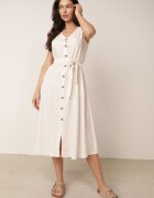 rosa Rochie Bej Trapez cu Cordon Legat Brystia