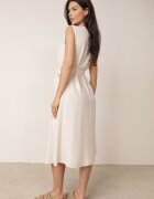 rosa Rochie Bej Trapez cu Cordon Legat Brystia