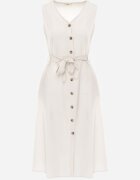 rosa Rochie Bej Trapez cu Cordon Legat Brystia