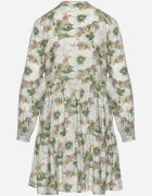 rosa Rochie Bej-Verde Mini cu imprimeu floral cu tiv evazat și volane Darae