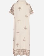 rosa Rochie bejă tip cutie din vâscoză cu croială tip cămașă decorată cu broderie Sanori