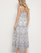 rosa Rochie bleumarin-albă din bumbac decorată cu broderie Sadonique