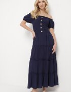 rosa Rochie bleumarin din viscoză stil spaniol Ciririla