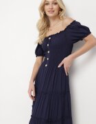 rosa Rochie bleumarin din viscoză stil spaniol Ciririla
