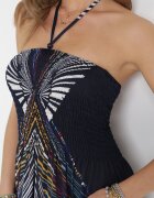 rosa Rochie Bleumarin Evazată Maxi Legată la Gât cu elastic Kytha