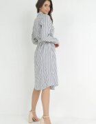 rosa Rochie Cămașă Albastră din Bumbac cu Dungi Ditya