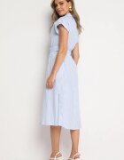 rosa Rochie cămașă albastră din bumbac cu o curea din material textil în talie Nelarinda