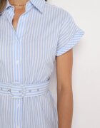 rosa Rochie cămașă albastră din bumbac cu o curea din material textil în talie Nelarinda
