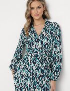 rosa Rochie cămașă albastră Midi cu cordon legat Evalyn