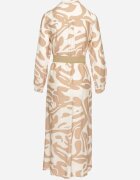 rosa Rochie Cămașă Bej din Viscoză cu Imprimeu Abstract cu Curea Koredis