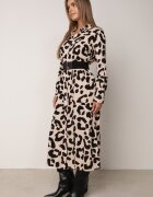 rosa Rochie-Cămașă Bej-Negru cu imprimeu leopard cu cordon Kalandra
