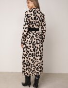 rosa Rochie-Cămașă Bej-Negru cu imprimeu leopard cu cordon Kalandra