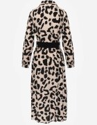 rosa Rochie-Cămașă Bej-Negru cu imprimeu leopard cu cordon Kalandra