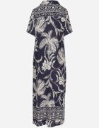 rosa Rochie cămașă bleumarin din viscoză cu imprimeu floral cu buzunare Eramira