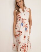 rosa Rochie-cămașă din bumbac fără mâneci cu broderie și tip cravată Mesoya Portocalie