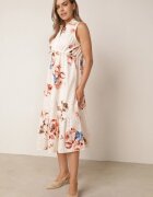 rosa Rochie-cămașă din bumbac fără mâneci cu broderie și tip cravată Mesoya Portocalie