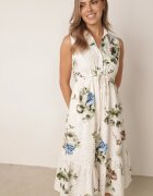 rosa Rochie-cămașă din bumbac fără mâneci cu broderie și tip cravată Mesoya Verde