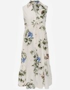 rosa Rochie-cămașă din bumbac fără mâneci cu broderie și tip cravată Mesoya Verde