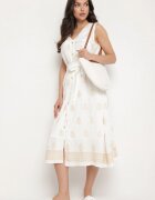 rosa Rochie Cămașă din Viscoză Albă cu broderii cu curea Araverra