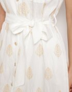 rosa Rochie Cămașă din Viscoză Albă cu broderii cu curea Araverra