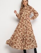 rosa Rochie Cămașă Maxi Bej cu Volan Mersa