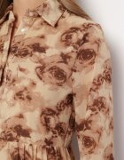 rosa Rochie Cămașă Maxi Bej cu Volan Mersa