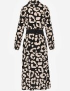 rosa Rochie-cămașă Neagră cu imprimeu leopard cu curea Kalandra