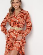 rosa Rochie Cămașă Portocalie cu flori Zari