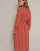 rosa Rochie cămașă Portocalie din bumbac cu cordon ce se leagă Zintrona