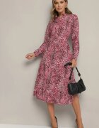 rosa Rochie cămașă roșie din bumbac leopard cu cordon Melinettia