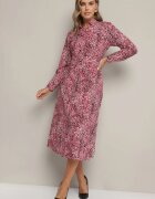 rosa Rochie cămașă roșie din bumbac leopard cu cordon Melinettia