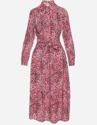 rosa Rochie cămașă roșie din bumbac leopard cu cordon Melinettia