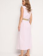 rosa Rochie Cămașă Roz deschis din bumbac cu elastic în talie și curea cu cataramă Xalorea
