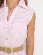 rosa Rochie Cămașă Roz deschis din bumbac cu elastic în talie și curea cu cataramă Xalorea