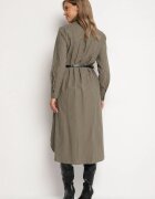 rosa Rochie Cămașă Verde cu Nasturi cu Curea și Imitație de Buzunare Tintarra