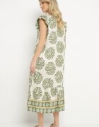 rosa Rochie Cămașă Verde cu Vâscoză și Imprimeu Geometric Siledia