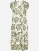 rosa Rochie Cămașă Verde cu Vâscoză și Imprimeu Geometric Siledia