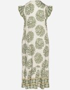 rosa Rochie Cămașă Verde cu Vâscoză și Imprimeu Geometric Siledia