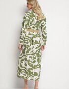 rosa Rochie Cămașă Verde cu Viscoză cu Model Abstract cu Curea Koredis