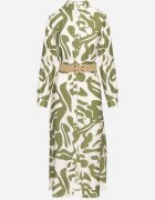 rosa Rochie Cămașă Verde cu Viscoză cu Model Abstract cu Curea Koredis
