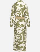 rosa Rochie Cămașă Verde cu Viscoză cu Model Abstract cu Curea Koredis