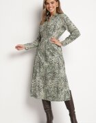 rosa Rochie Cămașă Verde de bumbac cu imprimeu leopard cu cordon Melinettia