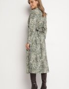 rosa Rochie Cămașă Verde de bumbac cu imprimeu leopard cu cordon Melinettia