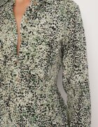 rosa Rochie Cămașă Verde de bumbac cu imprimeu leopard cu cordon Melinettia