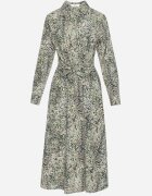 rosa Rochie Cămașă Verde de bumbac cu imprimeu leopard cu cordon Melinettia