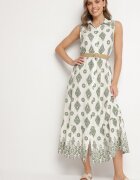 rosa Rochie cămașă Verde din viscoză cu centură cu cataramă Eraniela