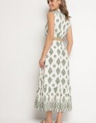 rosa Rochie cămașă Verde din viscoză cu centură cu cataramă Eraniela